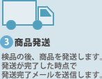 3.商品発送　検品の後、商品を発送します。発送が完了した時点で発送完了メールを送信します