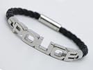 23873BLB ブラックレザーブレスレット