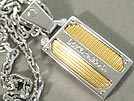 BJ0549 シルバー×ゴールド ロゴプレートネックレス