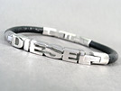 DIESEL ディーゼル DX0033040 ブラックレザーロゴブレス