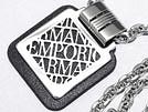 EMPORIO ARMANI エンポリオアルマーニ EGS1494040 ロゴプレート×レザートップネックレス