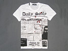 ニュースペーパー柄 半袖Tシャツ ホワイト